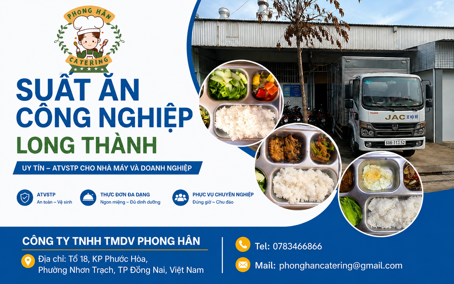 Giao suất ăn công nghiệp đúng giờ tại Long Thành